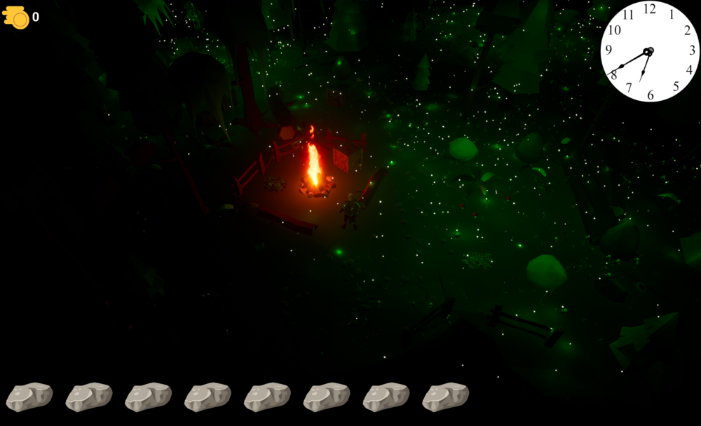 CycleBound nighttime scene screenshot with fireflies